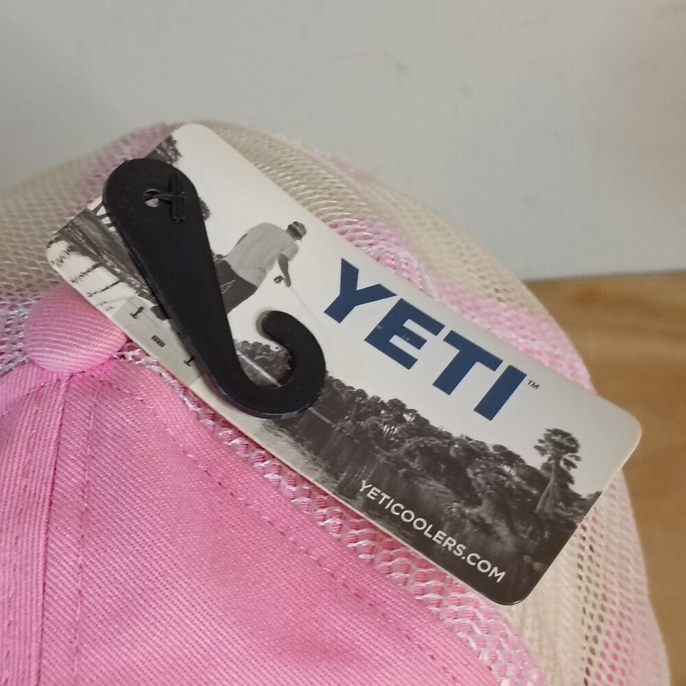 NWT YETI Ladies Low Pro Hat Pink White Mesh Trucker Snapback Baseball Cap - Picture 3 of 11